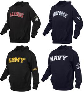 Military Embroidered Pullover Hooded Pull Over Sweatshirts