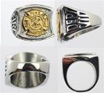 Fire Dept Stainless Steel Yellow GP Signet Ring