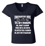 Navy Ladies V-Neck Firefighters Wife Tee