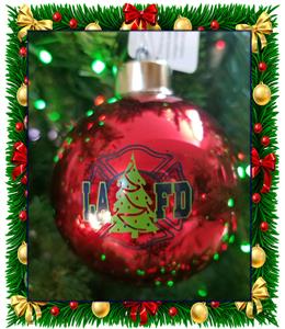 LAFD Maltese Cross Christmas Light up Glass Ornament Collectible
