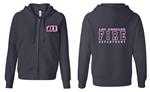 Navy Ladies full zip Hoodie Sweatshirt Hot Pink print