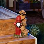 Fire Hydrant Puppy Dog Puppies Solar light Garden Statue
