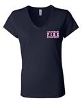 Navy Ladies V-Neck LAFD T-Shirt - Pink Print