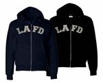 Navy LAFD Stitched Applique Full Zip Hooded Sweatshirt
