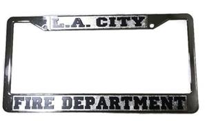 LAFD Metal Licence Plate Frame 3D Navy blue Lettering - Exclusive